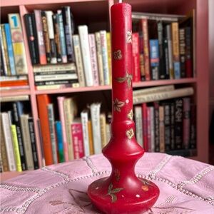 Anthropologie Red Floral Candle